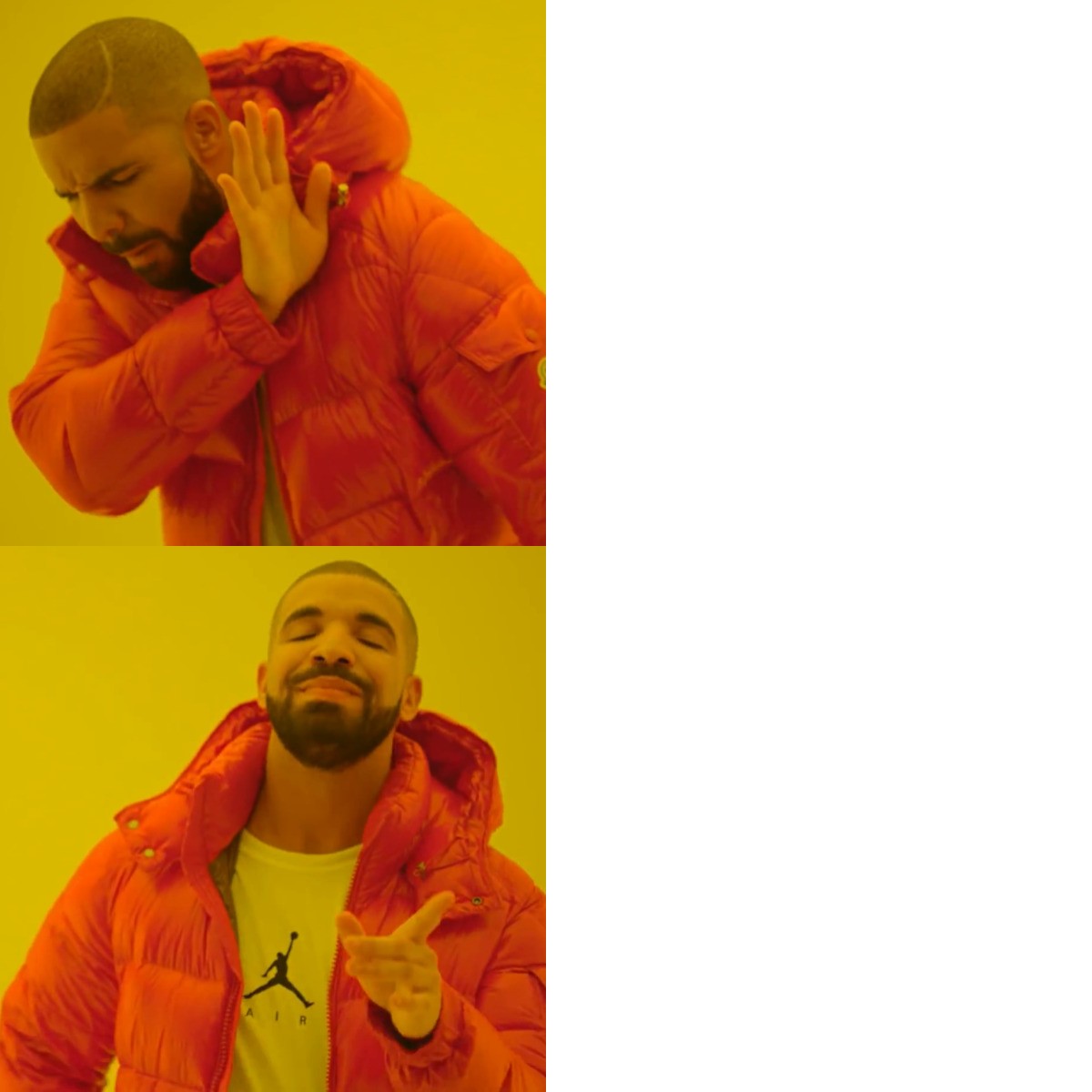 Drake Hotline Bling meme about Pela