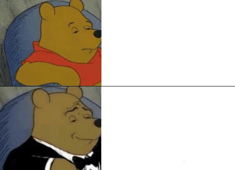 Tuxedo Winnie The Pooh meme about Pela